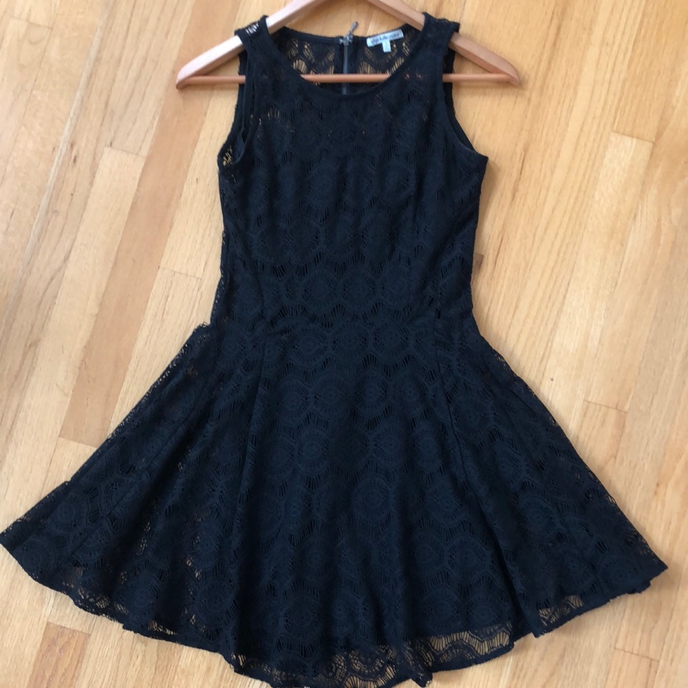 Charlotte Russe Black Sleeveless Lace Skater Dress